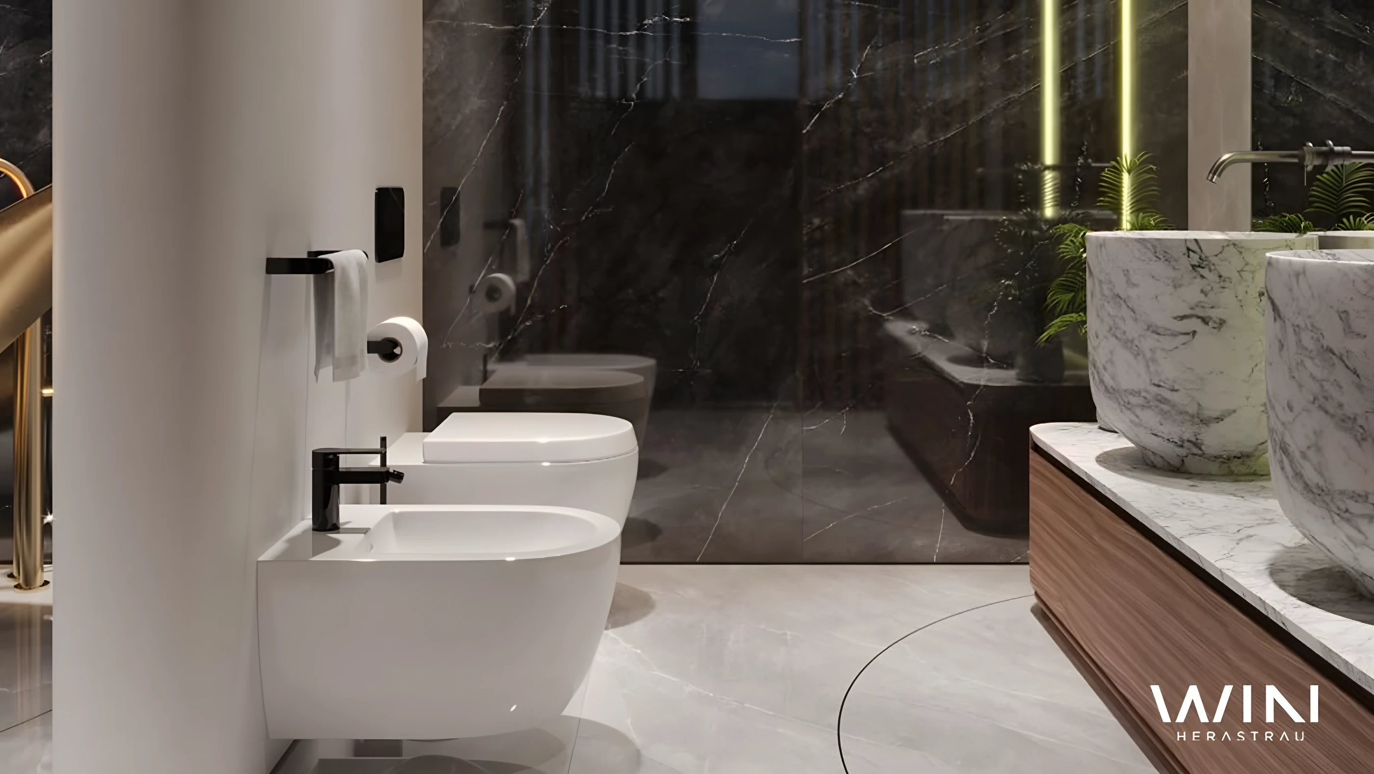 Baie Win Herăstrău cu bideu și vas WC Rondo