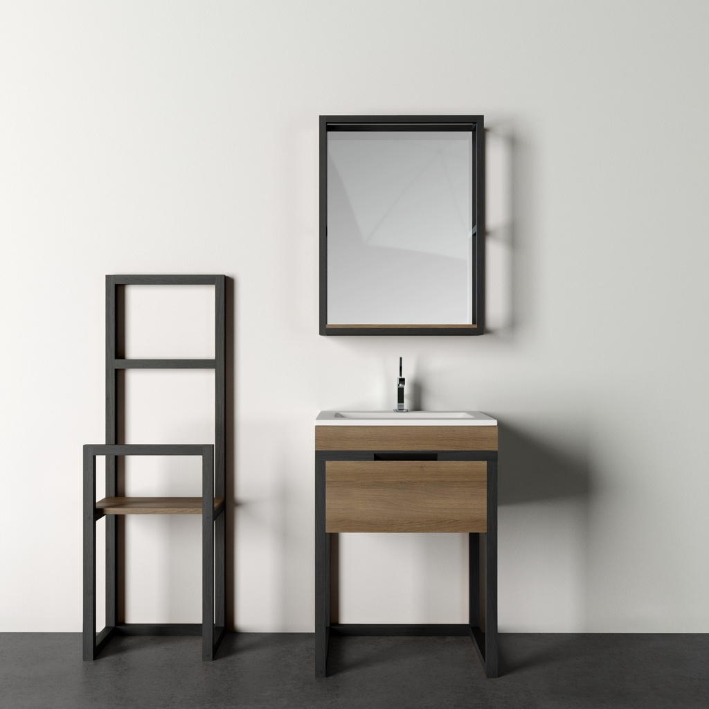 Bază mobilier baie stativă DALET Frame, stejar masiv gri, 60 cm