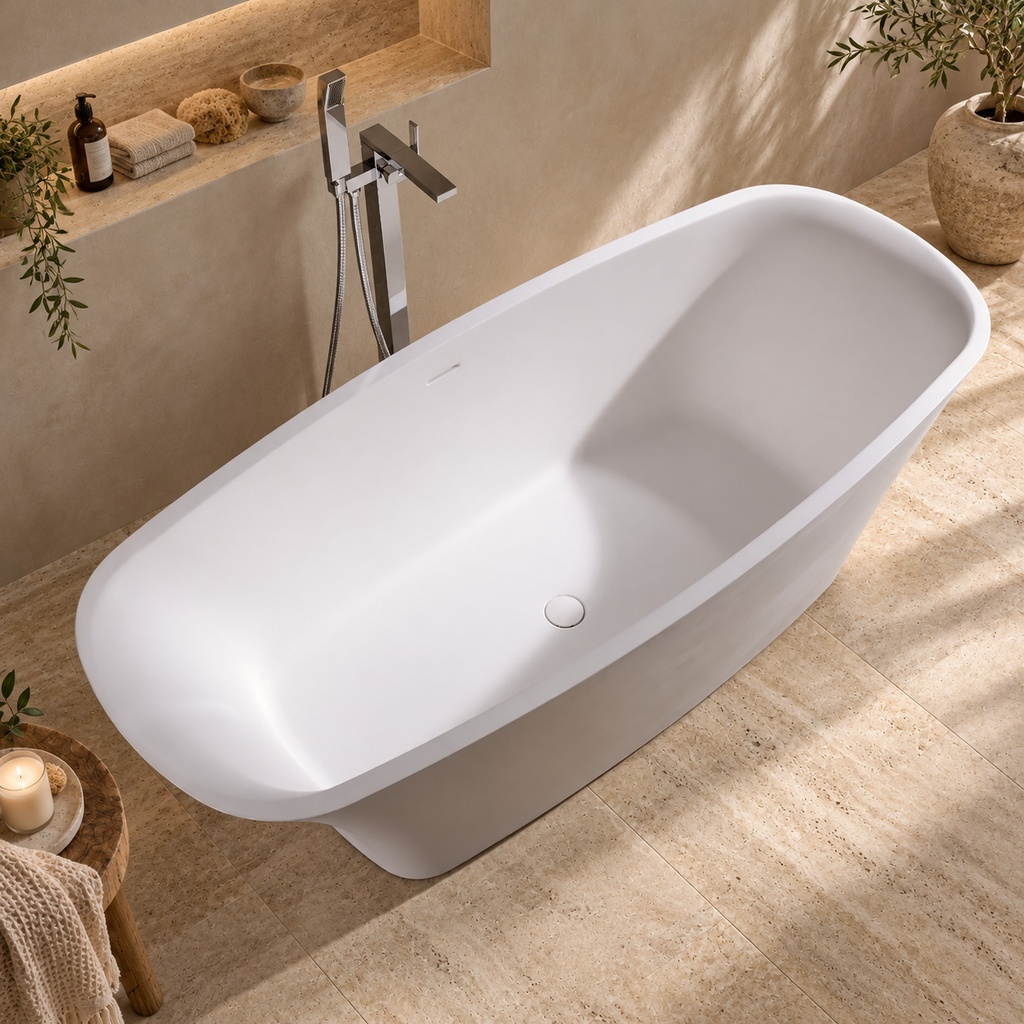 Cadă freestanding DALET Mimas, compozit, albă, 180 x 78 cm
