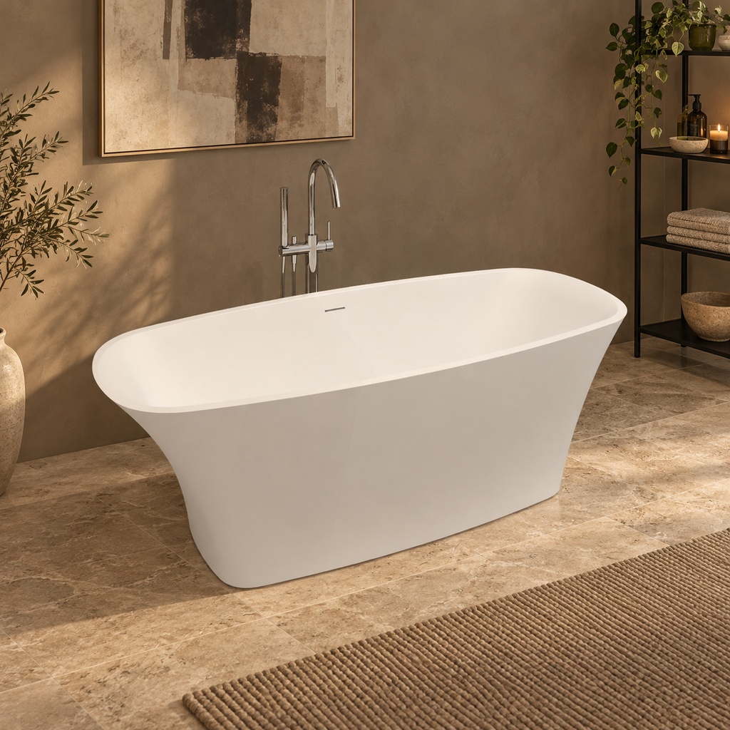 Cadă freestanding DALET Mimas, compozit, albă, 180 x 78 cm