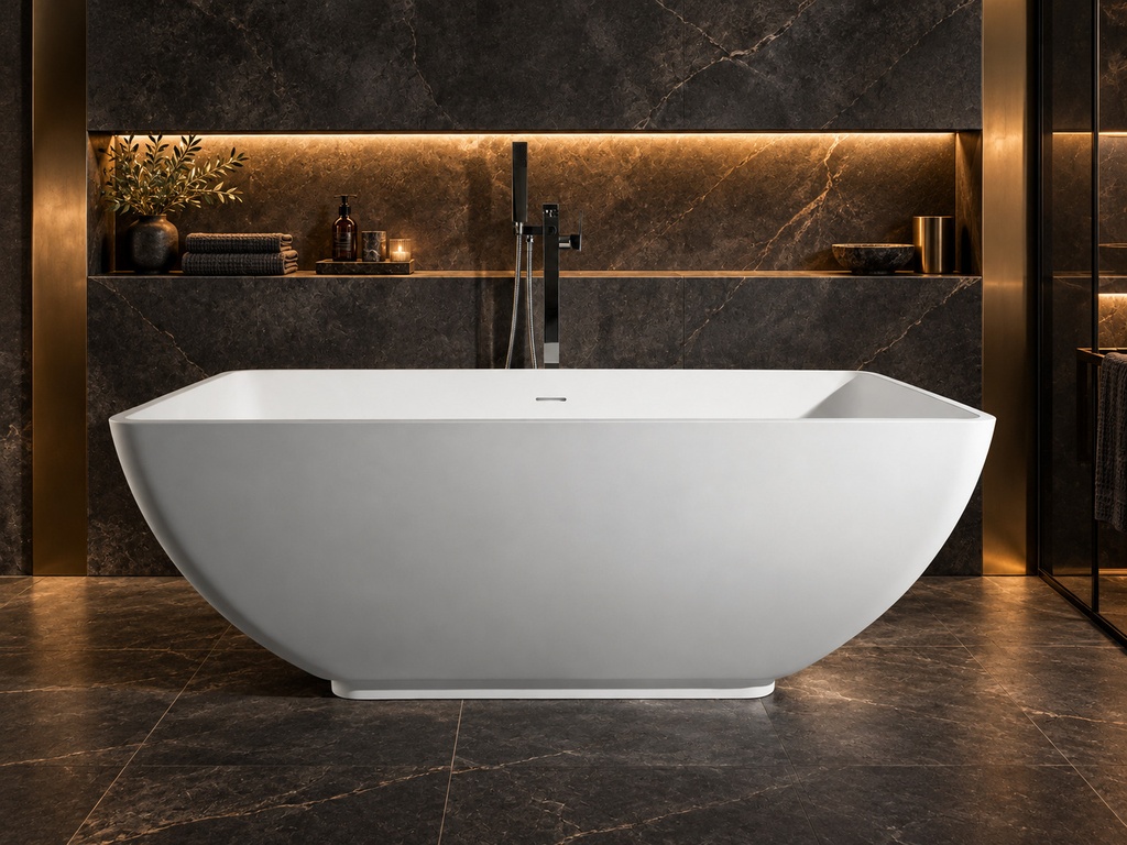 Cadă freestanding DALET Triton, compozit, albă, 162 x 87 cm