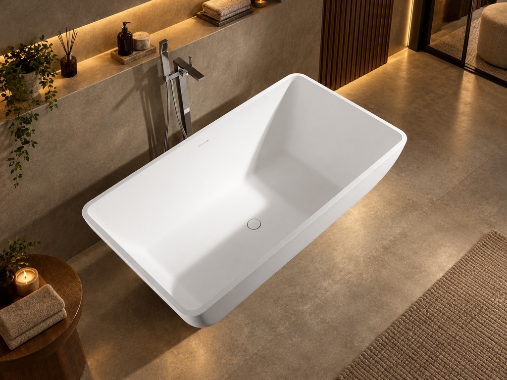 Cadă freestanding DALET Triton, compozit, albă, 162 x 87 cm