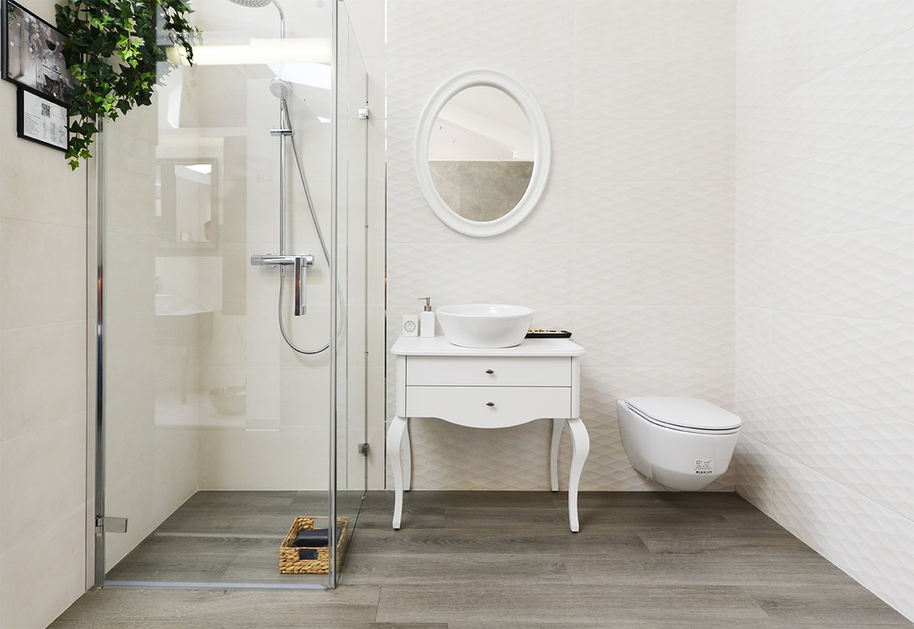 Bază mobilier baie stativă DALET Gala 85, cu blat Solid Surface, alb mat