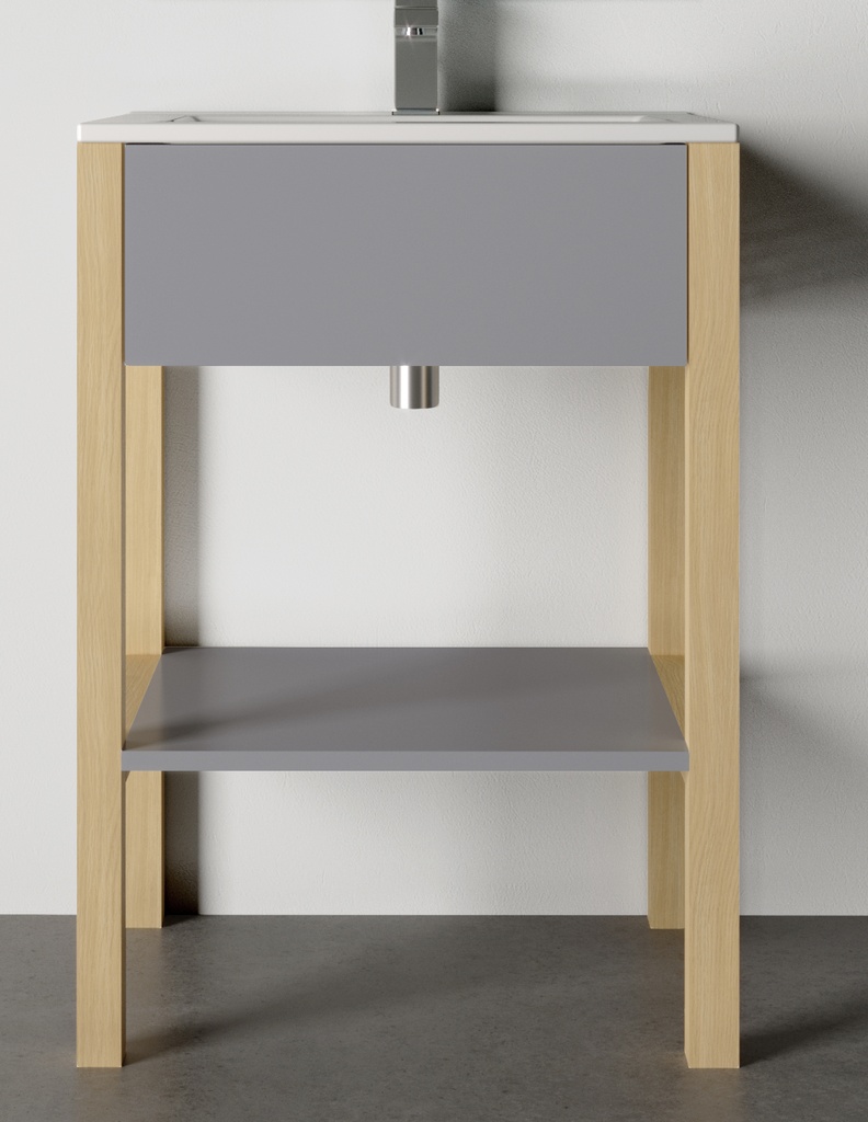 Bază mobilier baie stativă DALET Green 2, gri arctic, lemn de brad