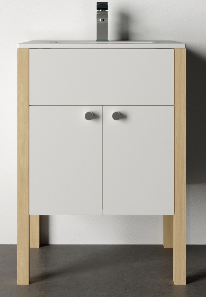 Bază mobilier baie stativă DALET Green 3, albă, lemn de brad
