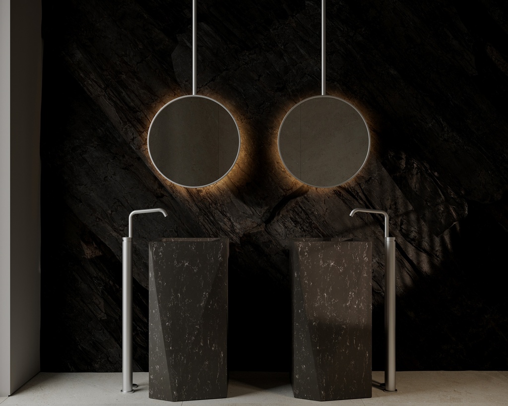 Lavoar freestanding DALET Forza, quartz, gri fumé, 45 x 45 cm, chiuvetă baie