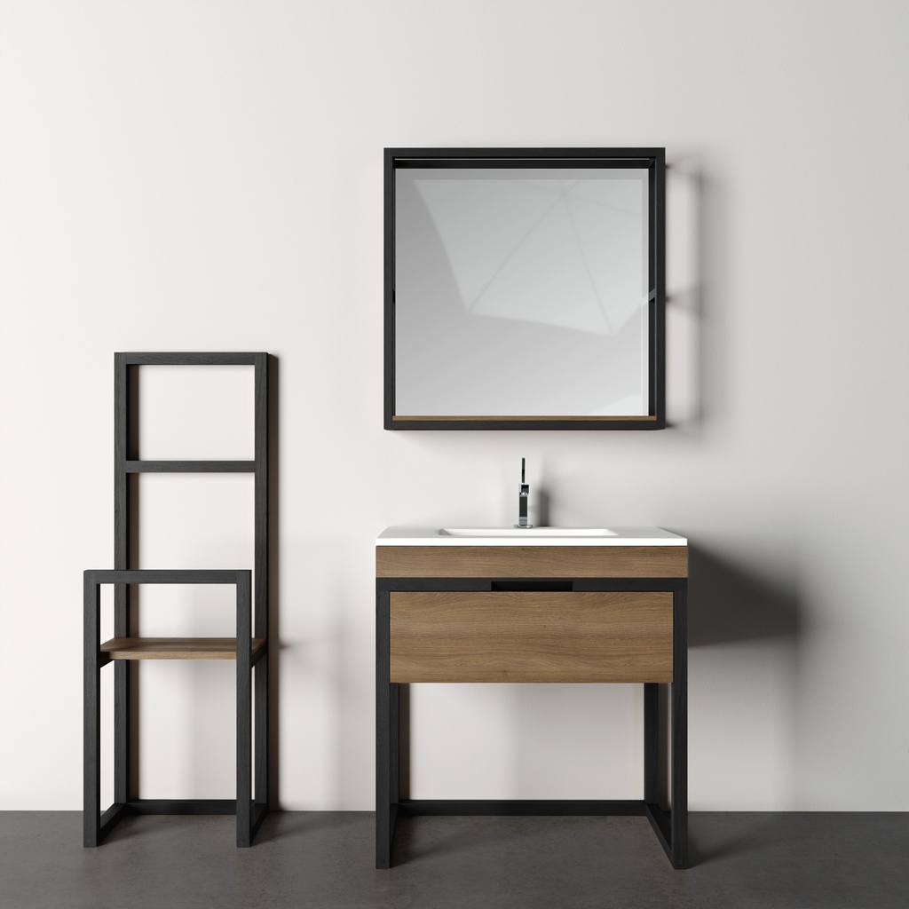 Bază mobilier baie stativă DALET Frame, stejar masiv gri, 80 sau 100 cm