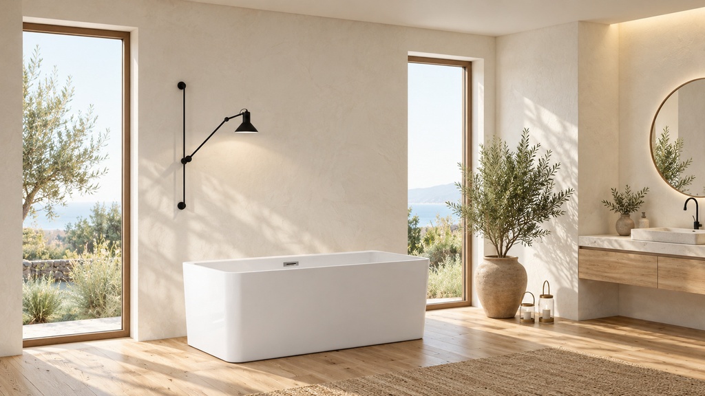 Cadă freestanding DALET Square back to wall, acril, albă, 170 x 80 cm