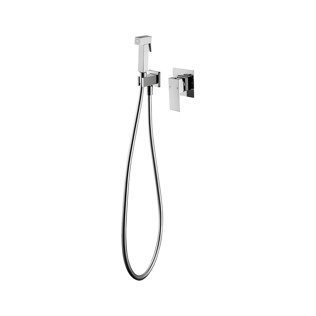 Set duș igienic DALET Square, încastrat, cu baterie monocomandă, robinet baie
