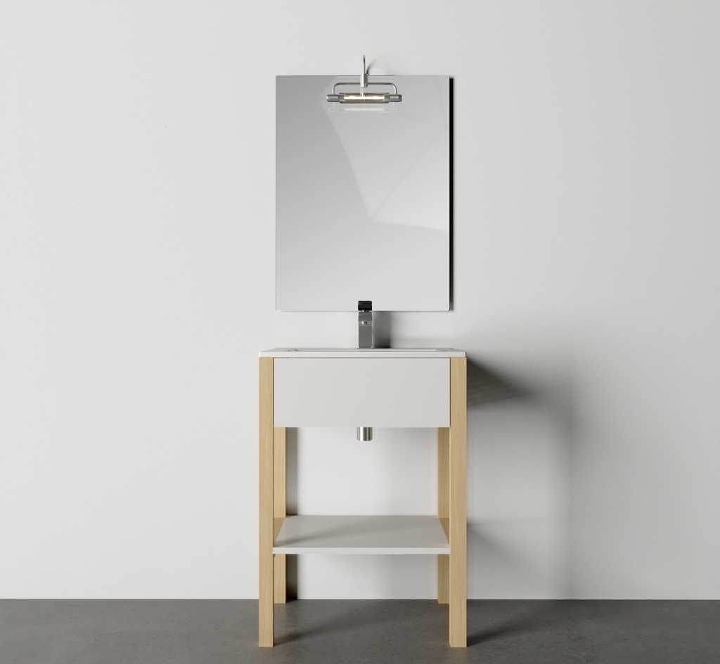 [MF1030] Bază mobilier baie stativă DALET Green 2, albă, lemn de brad (590 x 450 x 850 mm)