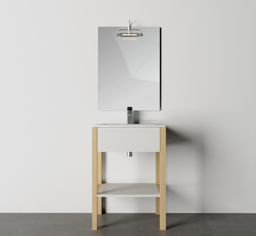 Bază mobilier baie stativă DALET Green 2, albă, lemn de brad