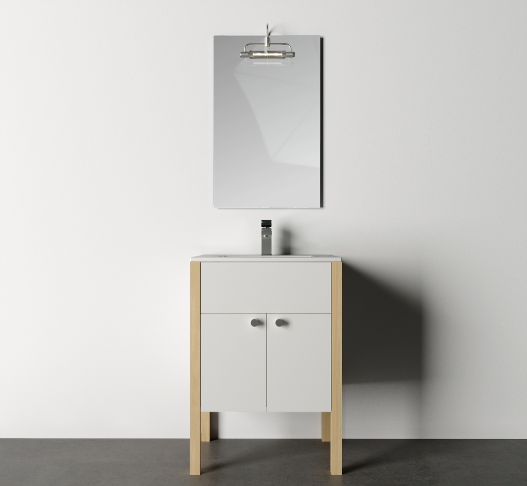 Bază mobilier baie stativă DALET Green 3, albă, lemn de brad
