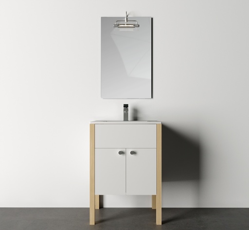 Bază mobilier baie stativă DALET Green 3, albă, lemn de brad