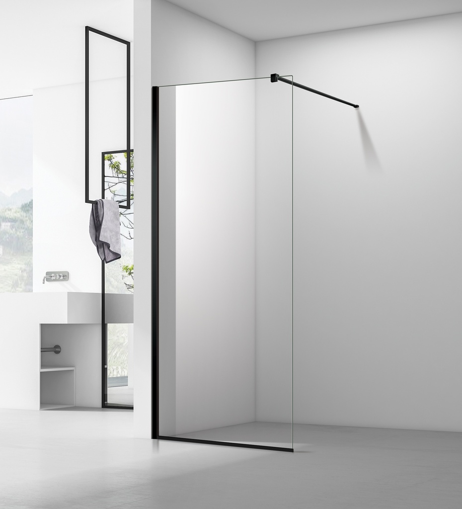 Paravan duș walk-in DALET Quadra B, sticlă 8 mm, profil negru mat, 100 cm