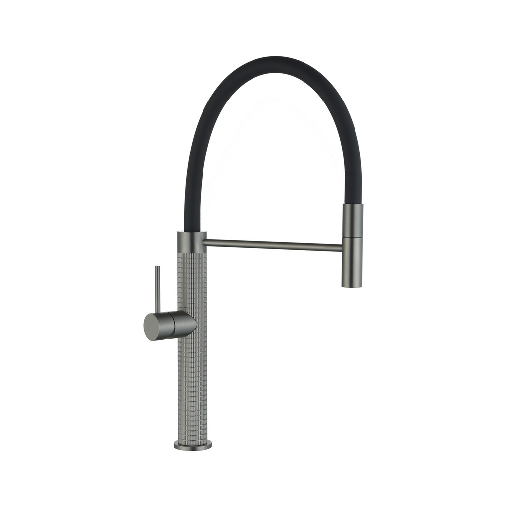 [BT154] Baterie bucătărie DALET Alto, monocomandă, cu pipă flexibilă (gun metal)