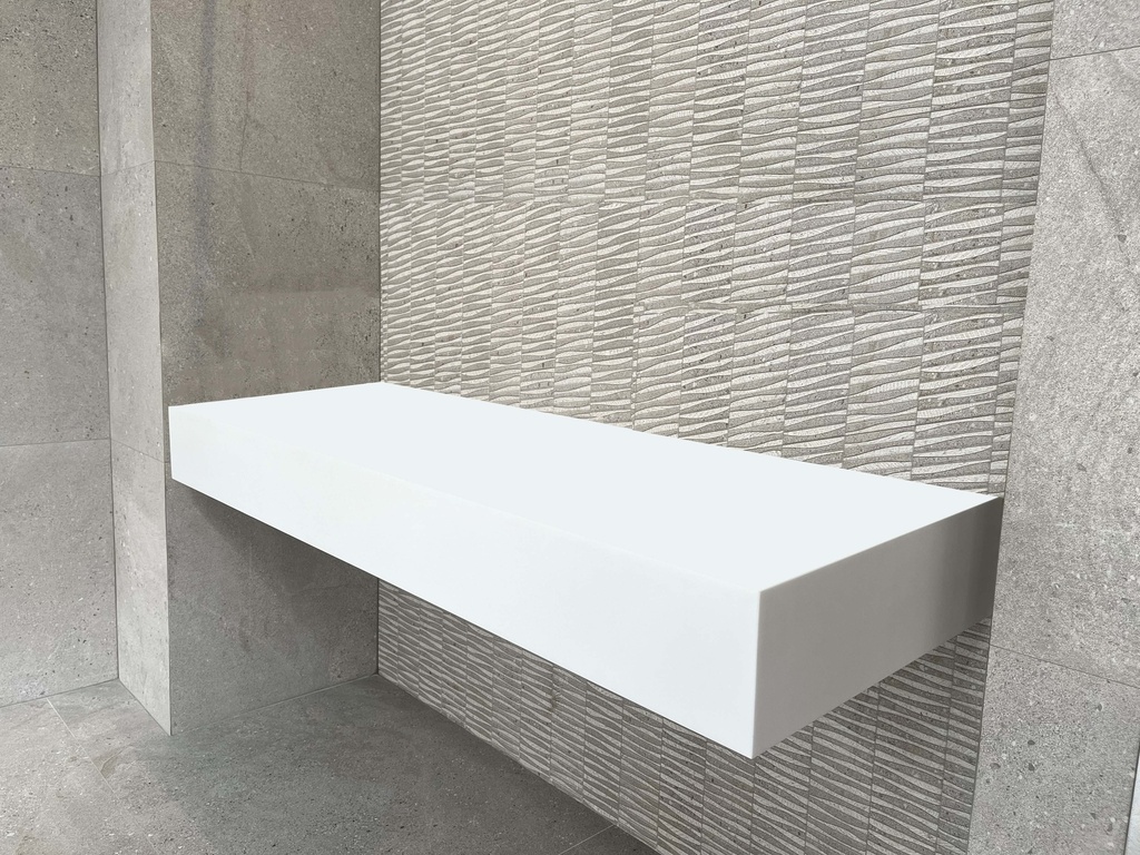 [MF4818] Blat baie cu fustă DALET, Krion alb 12 mm, cu console, 140 cm