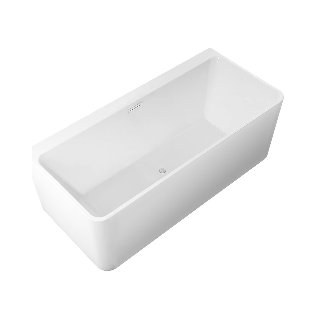[CH102061] Cadă freestanding DALET Square back to wall, acril, albă, 170 x 80 cm