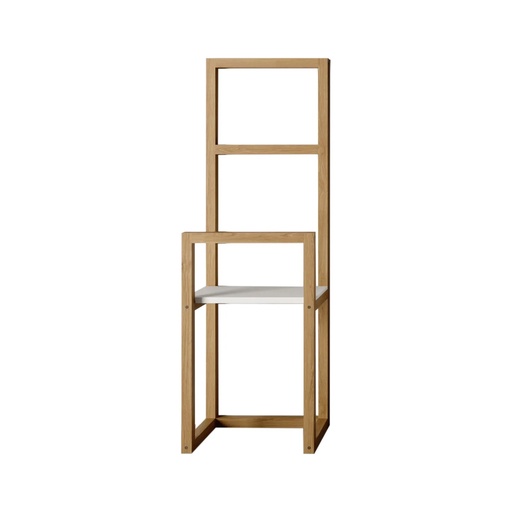 Stender prosoape DALET Frame, stejar masiv și alb mat, înălțime 135 cm