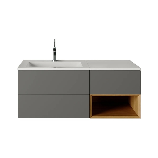 Bază mobilier baie suspendată DALET Archie, deschidere push, gri mat RAL 7037